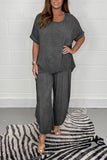 Kvinnor Mid Sleeve Pullover 2 Piece Loose Casual Suits