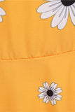Ärmlös Blomma Tryckt Gul 1950 Tals Klänning
