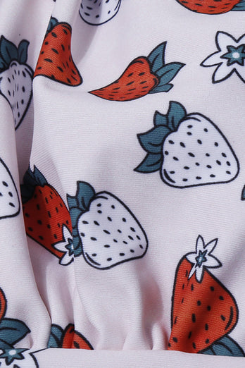 Vita Badkläder i ett stycke med jordgubbar