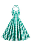Rosa Grimma Plaid Vintage Klänning med Rosett