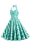 Rosa Grimma Plaid Vintage Klänning med Rosett