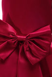Båthals ärmlös Vinröd Tjejklänningar Med Bowknot