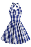 Grimma Plaid ärmlös rosa vintage flickklänningar