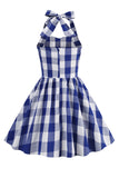 Grimma Plaid ärmlös rosa vintage flickklänningar