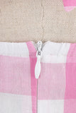 Grimma Plaid ärmlös rosa vintage flickklänningar
