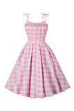 Rosa Plaid Pin Up Vintage 1950-talsklänning