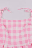 Rosa Plaid Pin Up Vintage 1950-talsklänning