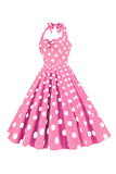 Rosa Prickar Pin Up Vintage 1950-Tals Klänning