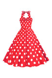 Rosa Prickar Pin Up Vintage 1950-Tals Klänning