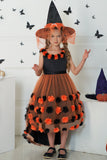 Mörklila Hög Låg Tyll Halloween Flicka Klänning Med 3D-blomma