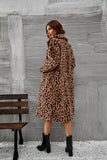 Brun leopard tryckt fuskpäls lång damrock