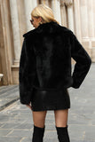 Svart Sjal Lapel Beskuren Kvinnor Faux Fur Coat