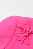 Fuchsia Double Breated Peak Lapel Women Blazer med blommor