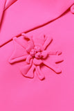 Fuchsia Double Breated Peak Lapel Women Blazer med blommor