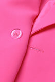 Fuchsia Double Breated Peak Lapel Women Blazer med blommor