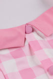 A Line Halter Neck Rosa Rutig Rosa 1950-tals Klänning