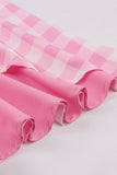 Retro Stilar A Line Halter Neck Rosa Rutig 1950-talsklänning