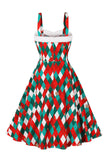 En linje Spaghetti Straps Röd Jul Vinatge Klänning