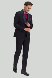 Svart 3-Delat Shawl Lapel Kostym Set