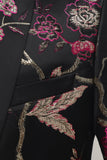 Svart Jacquard Satin Hached Lapel Blazer Herr