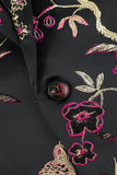Svart Jacquard Satin Hached Lapel Blazer Herr