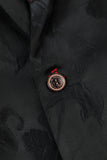 Skårad Lapel Enkelknäppt Svart Blazer Herr