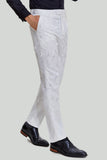 Vit Jacquard Satin 2-Delat Sjal Lapel Kostym Herr