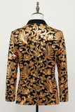 Blazer Slim Fit Solid One Button Business Gold Suit Jacket