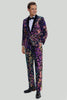 Load image into Gallery viewer, Lila Paljetter Tvådelad Kostym Set Sjal Lapel One Button Kostym Herr