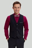 Svart 3-Delat Shawl Lapel Kostym Set