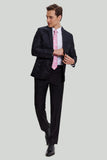 Svart Jacquard Satin Hached Lapel Blazer