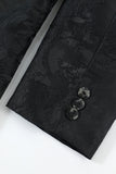 Svart Jacquard Satin Hached Lapel Blazer Herr