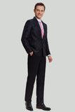 Svart Jacquard Satin Hached Lapel Blazer