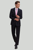 Svart Jacquard Satin Hached Lapel Blazer