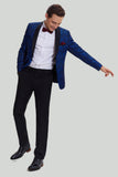 Royalblå Shawl Lapel 2-Delat Kostym Set