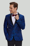 Royalblå Shawl Lapel 2-Delat Kostym Set
