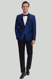 Royalblå Shawl Lapel 2-Delat Kostym Set