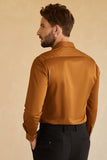 Långa ärmar Ljus Khaki Solid Kostym Skjorta