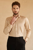 Långa ärmar Ljus Khaki Solid Kostym Skjorta