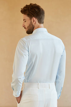 Långärmad ljusblå solid kostymskjorta