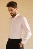 Långärmad rosa solid kostymskjorta