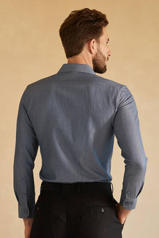 Navy Long Sleeves Kostymskjorta för män