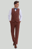 Tan Notched Lapel 3-Delat Enkelknäppt Kostym Set