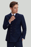 Navy Dubbelknäppt Blazer Herr