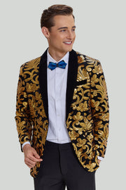 Guld Slim Fit Kostym Herr
