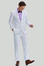 Slim Fit 2-Delat Kostym Set En Knapp Shawl Lapel Kostym Herr