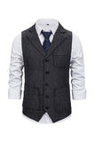 Brun Tweed Enkelknäppt Hakad Kappa Kostymväst Herr