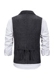 Brun Tweed Enkelknäppt Hakad Kappa Kostymväst Herr