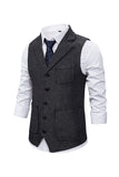 Brun Tweed Enkelknäppt Hakad Kappa Kostymväst Herr