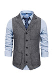 Brun Tweed Enkelknäppt Hakad Kappa Kostymväst Herr